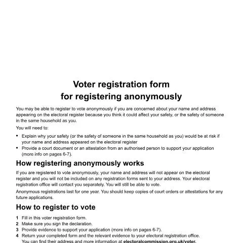 Document preview: How to Register for Anonymous Voting When Your Address Is at Risk — Civil status & identity