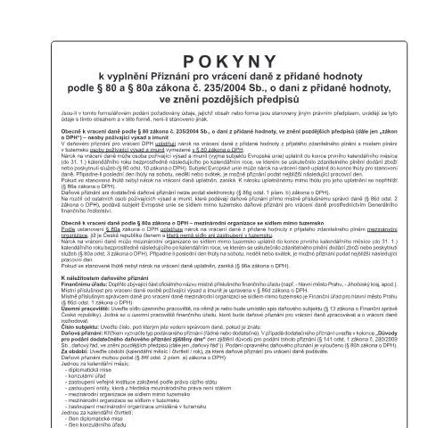 Document preview: Jak vyplnit přiznání pro vrácení DPH v ČR — Daně a fiskální záležitosti (CERFA n°25 5571/1)
