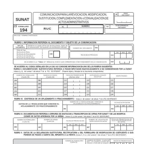 Vista previa del documento Comunicación para la Revocación y Modificación de Actos — Trámites administrativos (CERFA n°194)