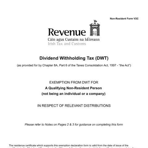 Document preview: Guide to Completing the Non-Resident Form V2C — Taxes (Form V2C)