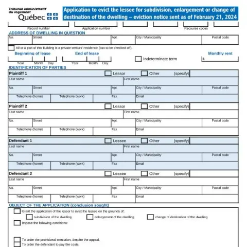 Document preview: How to Apply for Tenant Eviction for Property Subdivision or Change — Housing (TAL-145A-E)