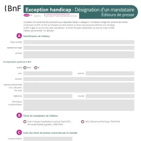 Aperçu du document Désignation d'un mandataire pour l'exception handicap en édition — Démarches administratives (CERFA n°14975*01)