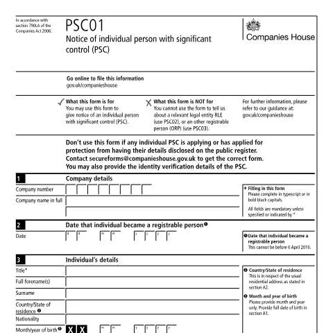 Document preview: Understanding PSC01: Individual Significant Control Notice Filing — Government & admin