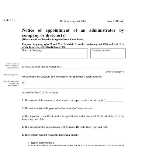 Document preview: Navigating Form 2.9B: Essential for Company Recovery in Scotland — Government & admin