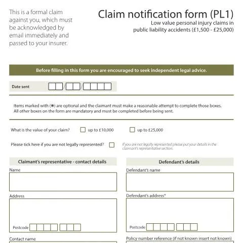 Document preview: How to File PL1 Claims for Public Liability Accidents in the UK — Legal & justice