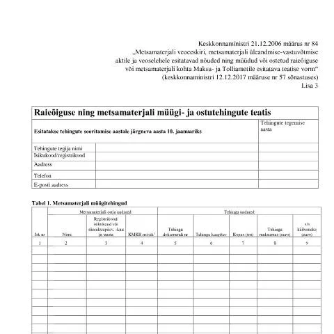 Document preview: Raieõiguse teatis: metsamaterjali müügi ja ostu protsess — Maksud ja maksustamine (CERFA n°RAIEOIGUSE NING METSAMATERJALI MUUGI)