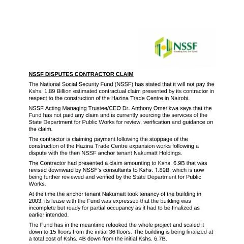 Document preview: Navigating NSSF Disputes: Contractor Claim-1 Explained — Government & admin (CERFA n°NSSF-DISPUTES-CONTRATOR-CLAIM-1)