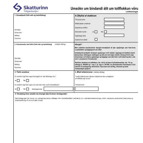 Document preview: Bindandi álit um tollflokkun vöru - TS-R44 — Tollur & innflutningur (CERFA n°TS-R44)