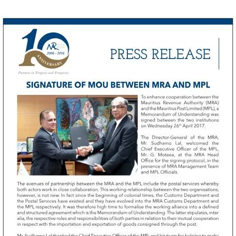 Document preview: Exploring the Historical Roots of MRA and MPL Cooperation — Government & admin (MoUwithMauritiusPost)