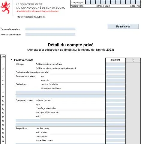 Aperçu du document Comprendre le formulaire 111c pour votre déclaration d'impôt — Impôts & fiscalité (CERFA n°111c)