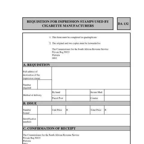 Document preview: Understanding the DA 132 Form for Cigarette Manufacturers — Government & admin (CERFA n°DA 132)