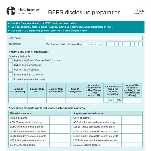 Document preview: A Deep Dive into the IR1250 Form for BEPS Compliance — Taxes (CERFA n°IR1250)
