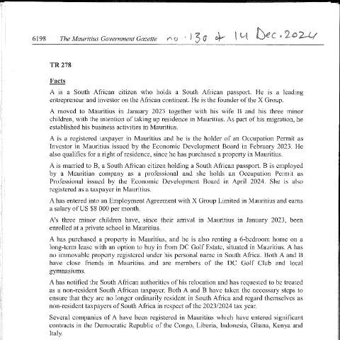 Document preview: The Importance of TR 278 for Tax Residency in Mauritius — Government & admin (TR278)