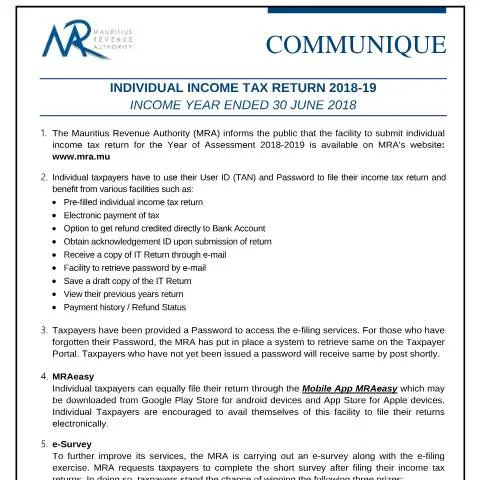 Document preview: Why Filing Your 2018/19 Tax Return is Crucial — Taxes (CERFA n°FilingSeason2018)
