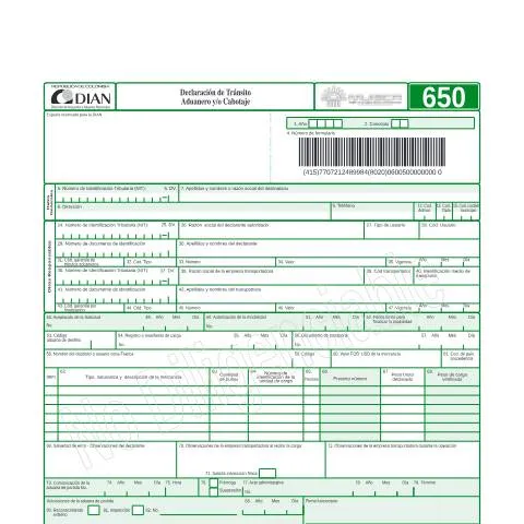 Vista previa del documento Formulario F650-2005: Clave para el Comercio Internacional en Colombia — Aduanas y comercio (CERFA n°F650-2005)