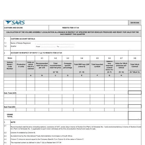 Document preview: Understanding the DA 199 04A for Automotive Manufacturers — Government & admin (CERFA n°DA 199 04A)