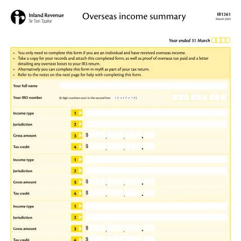 Document preview: Understanding the Importance of IR1261 for Overseas Income — Taxes (CERFA n°IR1261)