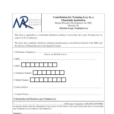 Document preview: Essential Guide to the Training Levy Form for Charities — Taxes (CERFA n°TrainingLevyForm)