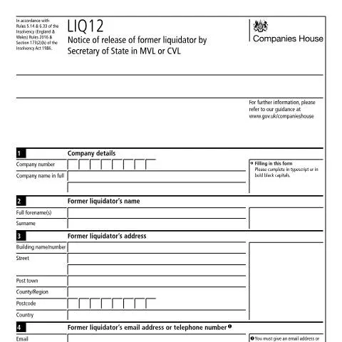 Document preview: Understanding the Release of a Liquidator by Secretary of State — Legal & justice