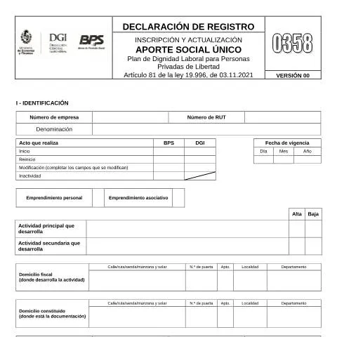 Vista previa del documento Guía para el Formulario 0358 del Aporte Social Único — Impuestos (CERFA n°0358)