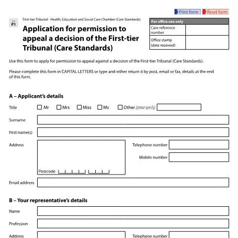 Document preview: Appeal Permission Application for Care Standards Tribunal — Legal & justice