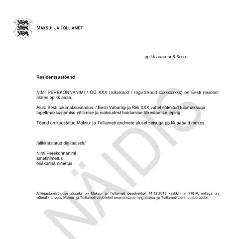 Document preview: Residentsustõendi näidis: Miks see on oluline dokument? — Halduse menetlused (CERFA n°TM3)