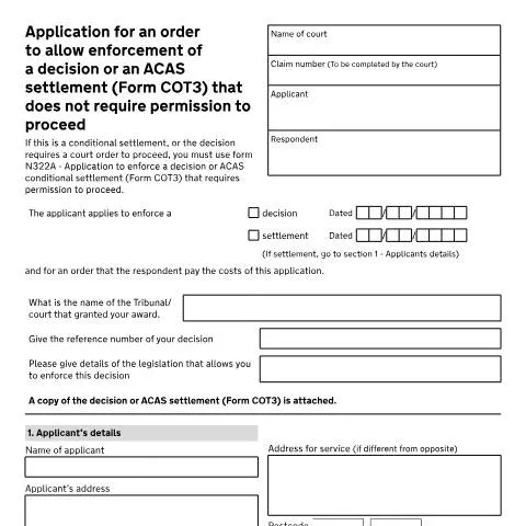 Document preview: Understanding Form N322B for Enforcement of Decisions and ACAS — Legal & justice