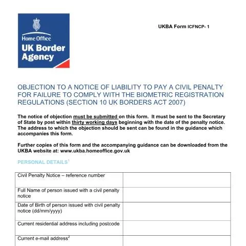Document preview: Guide to Objecting a Biometric Registration Fine — Immigration & visas