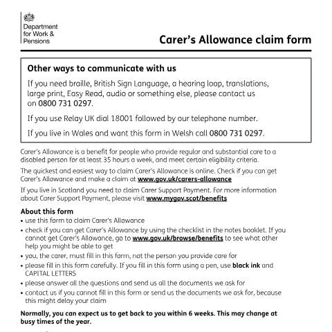 Document preview: Understanding Carer's Allowance: Financial Recognition for Care Work — Benefits & social aid