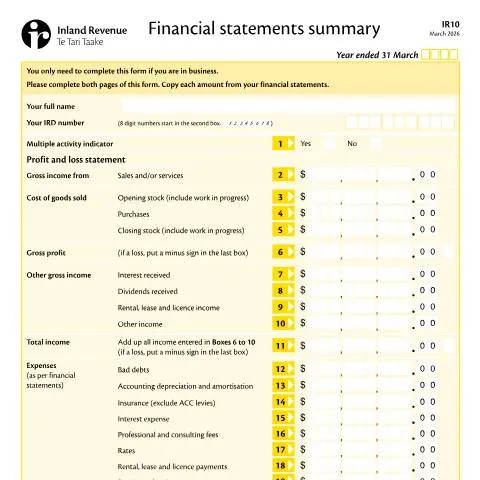 Document preview: Mastering the Financial Statements Summary (IR10) Process — Taxes (CERFA n°IR10)