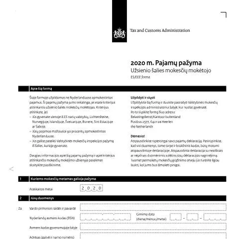 Documentvoorvertoning: Belang van de Inkomensverklaring 2020 Litouws voor Buitenlanders — Belastingen (CERFA n°ib0591z01follit)