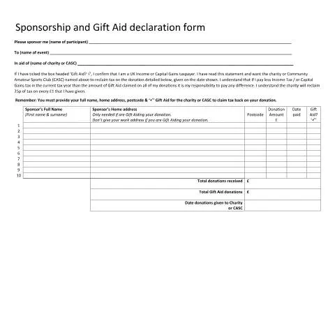 Document preview: How Sponsorship and Gift Aid Forms Boost UK Charity Funding by 25% — Government & admin