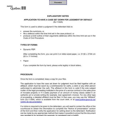 Document preview: Guide to Filing the Application for Default Judgment (Form SJ-1102A) — Legal & justice (SJ-1102A)