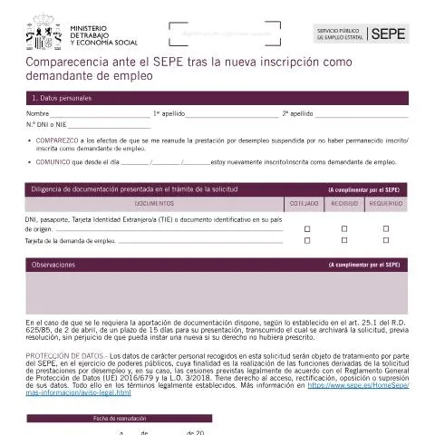Vista previa del documento Importancia de la Comparecencia ante el SEPE para Demandantes de — Trámites administrativos
