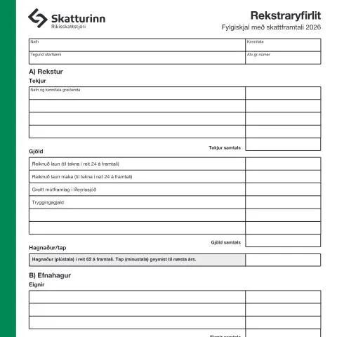 Document preview: Leiðarvísir um Rekstraryfirlit RSK 4.10 fyrir 2026 — Skattar & fjármál (CERFA n°RSK 4.10)