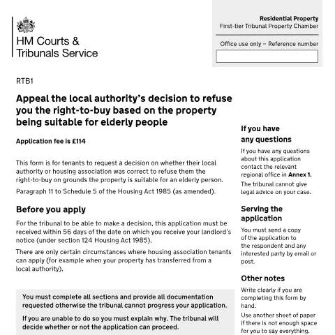 Document preview: How to Appeal a Refusal for Elderly-Friendly Property under RTB1 — Legal & justice