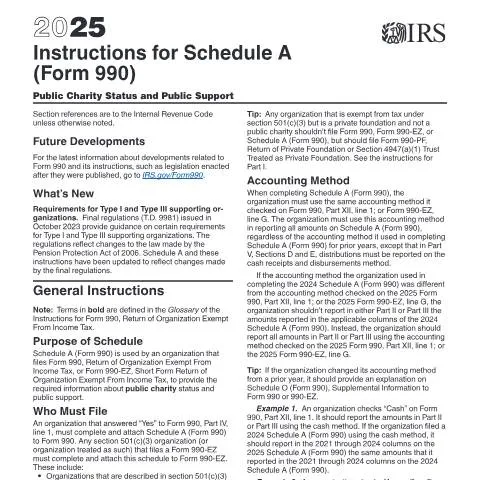 Document preview: Navigating IRS Instructions for Schedule A (Form 990) — Taxes (CERFA n°INST-990SA)