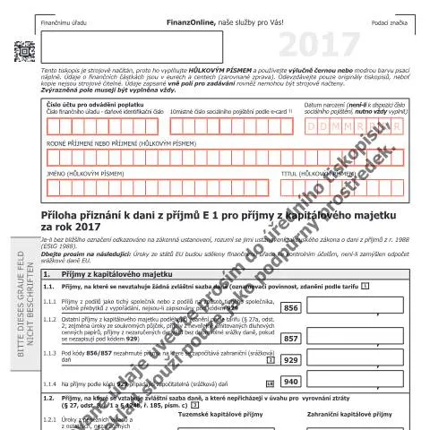 Dokumentvorschau: Wichtige Informationen zum E1kv-CZ Formular für 2017 — Steuern (CERFA n°E1kv-CZ)