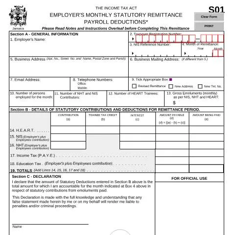 Document preview: Understanding the S01 Employers Monthly Remittance Payroll Deductions — Taxes (CERFA n°S01+01.04.2020+ver1-4)