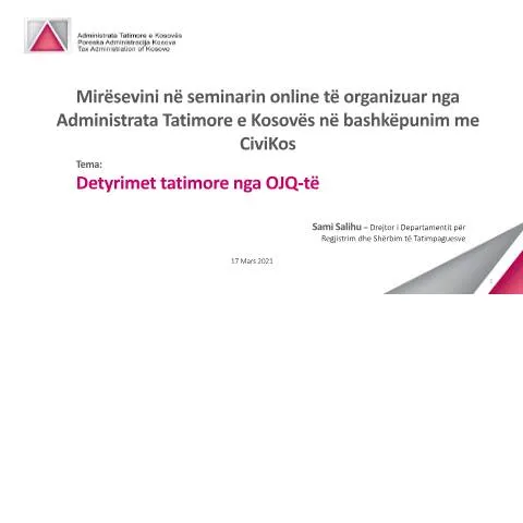 Document preview: Udhëzues për OJQ-të mbi Detyrimet Tatimore — Tatime & fiskalitet