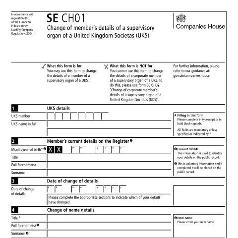 Document preview: Understanding the SE CH01 Form for Member Changes — Government & admin