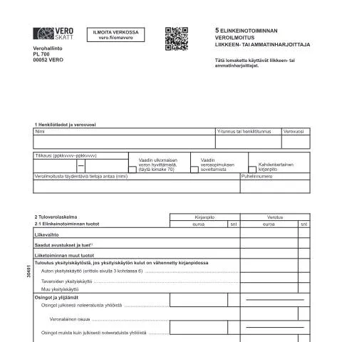 Document preview: Elinkeinotoiminnan veroilmoitus: Tärkeät tiedot ja aikarajat — Verot & verotus (CERFA n°Vero 3049)