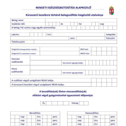 Document preview: Kézi kitöltésű AF.210.K űrlap a betegszállítási támogatáshoz — Egészség (CERFA n°AF.210.K)