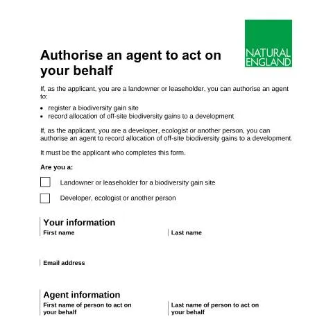 Document preview: Understanding the Natural England 'Authorize an Agent' Form for — Government & admin
