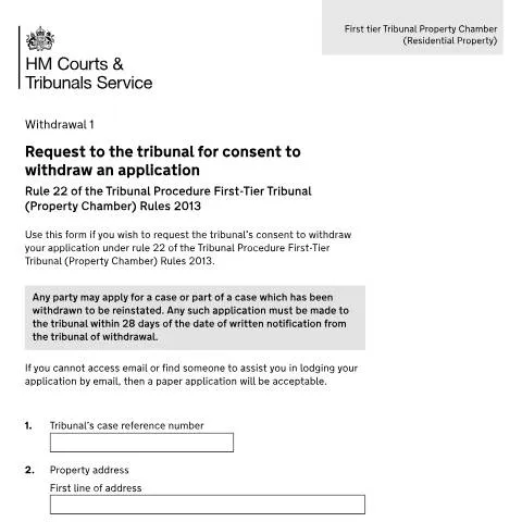 Document preview: How to Withdraw Your Property Chamber Tribunal Case — Legal & justice