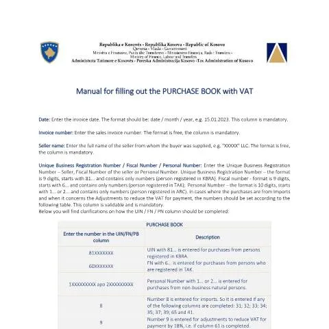 Document preview: Si të Plotësoni Librin e Blerjeve me TVSH në Kosovë — Tatime & fiskalitet