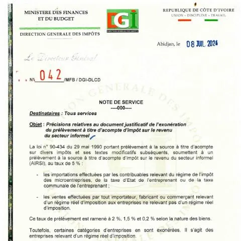 Aperçu du document Comprendre la Note de Service 0042 0001 pour les entreprises — Démarches administratives