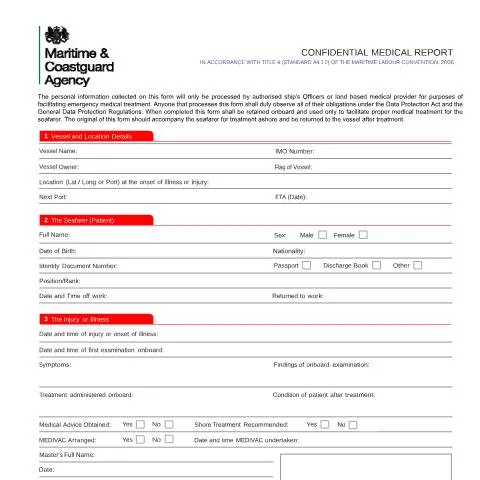 Document preview: Understanding the MSF 4155 Form for Maritime Medical Reporting — Health
