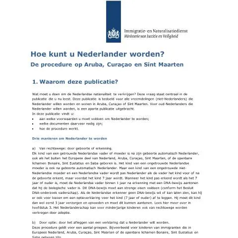 Documentvoorvertoning: De weg naar de Nederlandse nationaliteit in het Caribisch gebied — Immigratie & visa (CERFA n°3005)