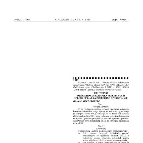 Document preview: Vodič za registraciju korisnika e-usluga UIO — Administrativne procedure